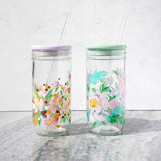 Hand-Painted Floral Tumblers - Jean Choe Art & Design