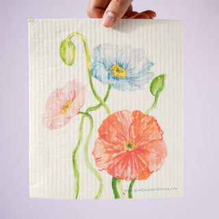 4 - Pack Garden Flowers Swedish Dishcloth: Washable Kitchen Cloths from Jean Choe Art & Design - Reusable Paper Towels