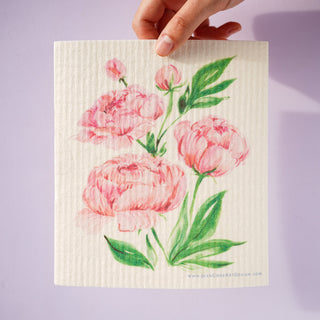 4 - Pack Garden Flowers Swedish Dishcloth: Washable Kitchen Cloths from Jean Choe Art & Design - Reusable Paper Towels