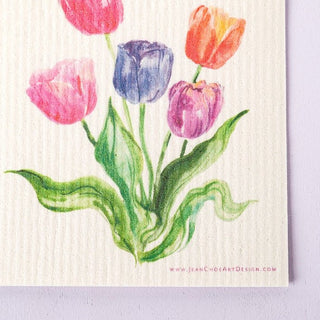 4 - Pack Garden Flowers Swedish Dishcloth: Washable Kitchen Cloths from Jean Choe Art & Design - Reusable Paper Towels