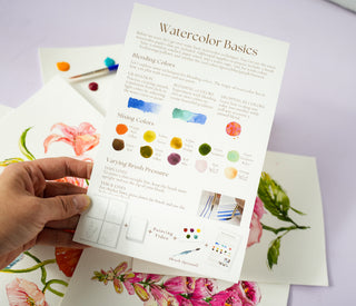 Watercolor Paint Kit:Wildflowers. DIY Watercolor Set with Outlined Pages