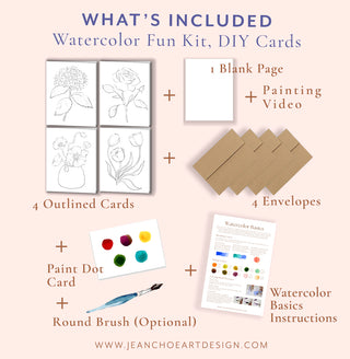 Flower Cards 1 Watercolor Fun Kit by Jean Choe Art & Design