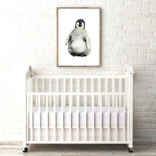 A Shy Hello – Baby Penguin Watercolor Print for Nursery & Animal Lovers from Jean Choe Art & Design - Giclée