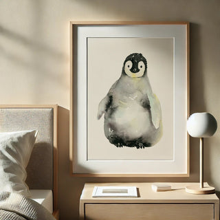 A Shy Hello – Baby Penguin Watercolor Print for Nursery & Animal Lovers from Jean Choe Art & Design - Giclée