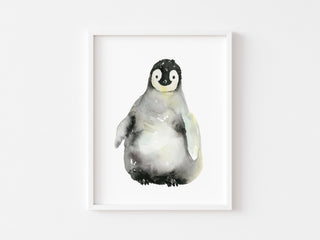 A Shy Hello – Baby Penguin Watercolor Print for Nursery & Animal Lovers from Jean Choe Art & Design - Giclée