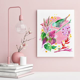 "Anthurium" Giclee Art Print: Tropical Bird Wall Art from Jean Choe Art & Design - Giclée