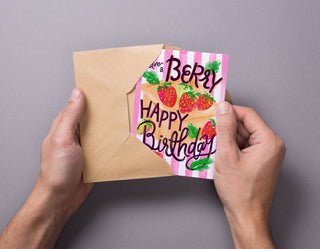 Berry Happy Birthday Card with Strawberries from Jean Choe Art & Design - Other Baby