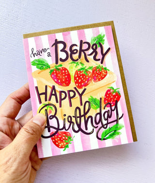 Berry Happy Birthday Card with Strawberries from Jean Choe Art & Design - Other Baby