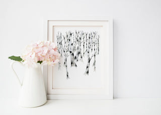 "Birch Forest 3" Art Print: Winter Landscape from Jean Choe Art & Design - Giclée