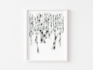 "Birch Forest 3" Art Print: Winter Landscape from Jean Choe Art & Design - Giclée