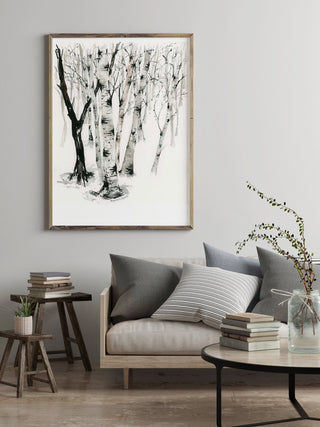 "Birch Forest 4" Art Print: Winter Scene Art from Jean Choe Art & Design - Giclée