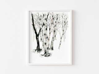 "Birch Forest 4" Art Print: Winter Scene Art from Jean Choe Art & Design - Giclée