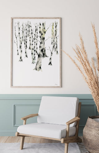 "Birch Forest 5" Art Print: Winter Birch Trees from Jean Choe Art & Design - Giclée