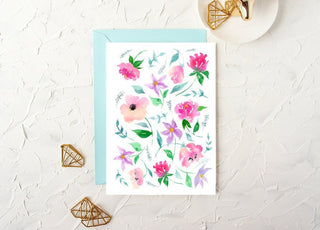 Blank Floral Greeting Card with Anemone and Peonies from Jean Choe Art & Design - Thank You Cards