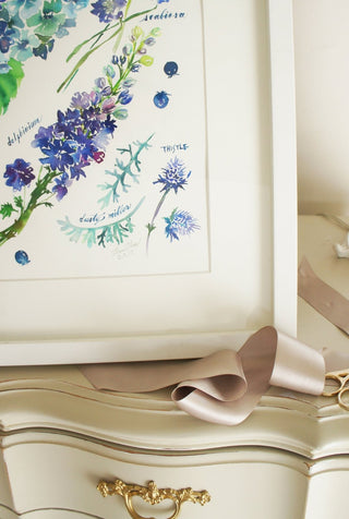 Blue Botanical Rainbow Art Print: Hydrangea Decor from Jean Choe Art & Design - Giclée
