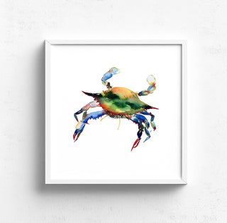 Blue Crab Watercolor Art Print for Coastal Decor from Jean Choe Art & Design - Giclée