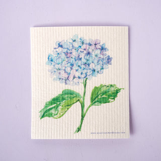 Blue Hydrangea Swedish Dishcloth: Eco - Friendly Kitchen Cloth from Jean Choe Art & Design - Reusable Paper Towels