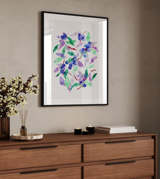 "Blueberry Bounty" Art Print:. Colorful Fruit Print for Kitchen or Dining Room from Jean Choe Art & Design - Giclée