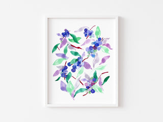 "Blueberry Bounty" Art Print:. Colorful Fruit Print for Kitchen or Dining Room from Jean Choe Art & Design - Giclée