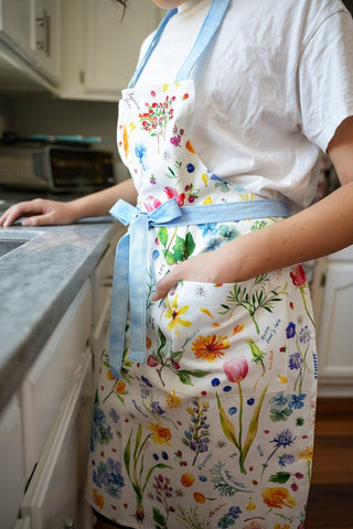 Botanical Rainbow Floral Apron with Pocket. from Jean Choe Art & Design - Aprons