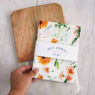 Botanical Rainbow Tea Towel Set of 6: Colorful Cotton Kitchen Towels from Jean Choe Art & Design - Kitchen & Tea Towels
