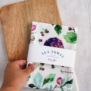 Botanical Rainbow Tea Towel Set of 6: Colorful Cotton Kitchen Towels from Jean Choe Art & Design - Kitchen & Tea Towels