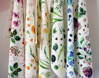 Botanical Rainbow Tea Towel Set of 6: Colorful Cotton Kitchen Towels from Jean Choe Art & Design - Kitchen & Tea Towels