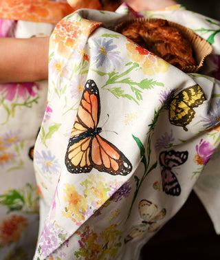Butterfly Garden Kitchen Gift Set: 1 Tea Towel & 2 Swedish Dishcloths from Jean Choe Art & Design - Kitchen & Tea Towels