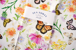 Butterfly Garden Tea Towel: Cotton Canvas Kitchen Towel from Jean Choe Art & Design - Kitchen & Tea Towels