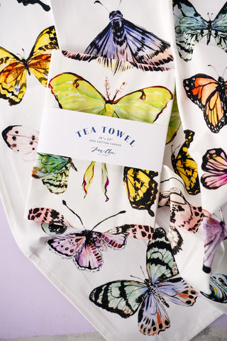 Butterfly Study Cotton Tea Towel: Nature Inspired Kitchen Decor from Jean Choe Art & Design - Kitchen & Tea Towels