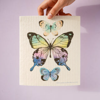Butterfly Study Kitchen Gift Set: 1 Tea Towel & 1 Swedish Dishcloth from Jean Choe Art & Design - Kitchen & Tea Towels
