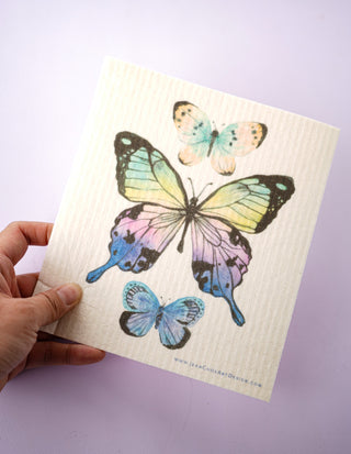 Butterfly Trio Swedish Dishcloth: Eco - Friendly Kitchen Wipe from Jean Choe Art & Design - Reusable Paper Towels
