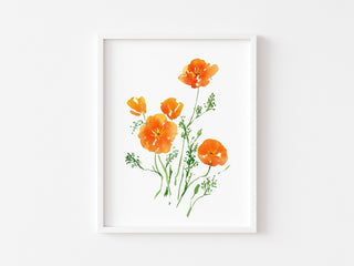 "California Poppies" Art Print: Vibrant Wildflower Wall Art for Nature Lovers from Jean Choe Art & Design - Giclée