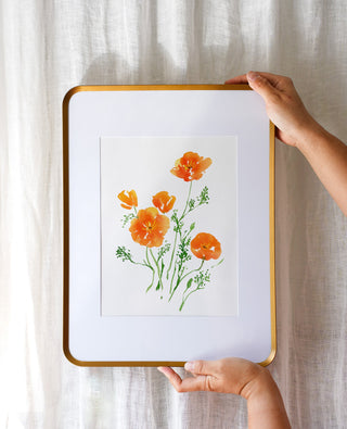 "California Poppies" Art Print: Vibrant Wildflower Wall Art for Nature Lovers from Jean Choe Art & Design - Giclée