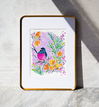 California Poppy Dreaming (Original) with Bronze Metal Frame from Jean Choe Art & Design - Watercolor