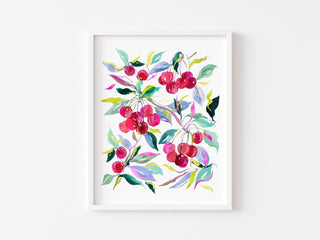 "Cherry Joy" Watercolor Art Print. Vibrant Giclée Print for Kitchen or Dining Room Decor from Jean Choe Art & Design - Giclée