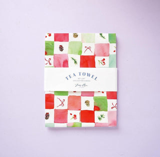 Christmas Checker Tea Towel in Cotton Canvas from Jean Choe Art & Design - Kitchen & Tea Towels