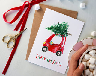 Christmas Tree Toy Car Holiday Card from Jean Choe Art & Design - Other Retail & Shop Fitting