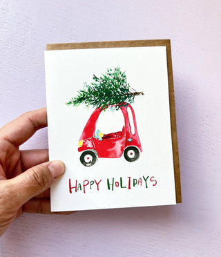 Christmas Tree Toy Car Holiday Card from Jean Choe Art & Design - Other Retail & Shop Fitting