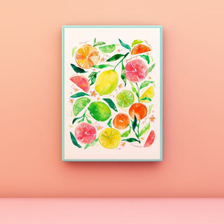 "Citrus Party" Art Print: Vibrant Giclée Wall Art for Kitchen Decor from Jean Choe Art & Design - Giclée