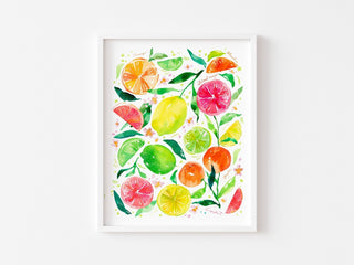 "Citrus Party" Art Print: Vibrant Giclée Wall Art for Kitchen Decor from Jean Choe Art & Design - Giclée