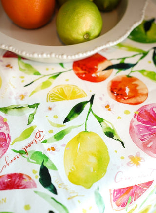 Citrus Party Tea Towel: Bright & Fresh Cotton Kitchen Towel from Jean Choe Art & Design - Kitchen & Tea Towels