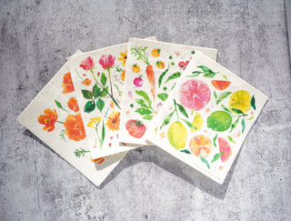 Citrus Swedish Dishcloth: Reusable & Eco - Friendly Kitchen Towel from Jean Choe Art & Design - Reusable Paper Towels