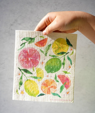 Citrus Swedish Dishcloth: Reusable & Eco - Friendly Kitchen Towel from Jean Choe Art & Design - Reusable Paper Towels