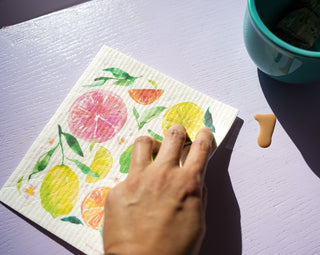 Citrus Swedish Dishcloth: Reusable & Eco - Friendly Kitchen Towel from Jean Choe Art & Design - Reusable Paper Towels