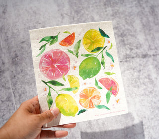 Citrus Swedish Dishcloth: Reusable & Eco - Friendly Kitchen Towel from Jean Choe Art & Design - Reusable Paper Towels