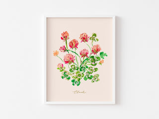 Clover Watercolor Art Print: Four Leaf Clover Fine Art from Jean Choe Art & Design - Giclée
