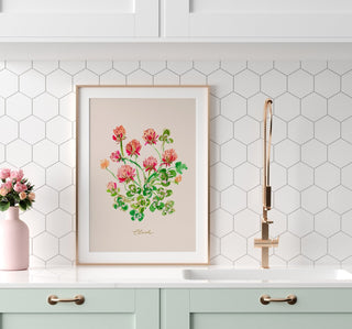 Clover Watercolor Art Print: Four Leaf Clover Fine Art from Jean Choe Art & Design - Giclée