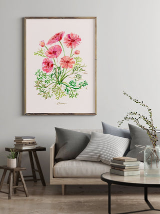Cosmos Watercolor Art Print: Wildflower Botanical Wall Decor from Jean Choe Art & Design - Giclée