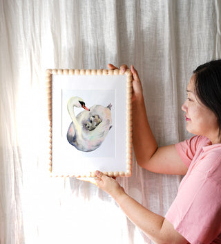 Cozy Ride (Original) with Turned Wood Frame from Jean Choe Art & Design - Watercolor